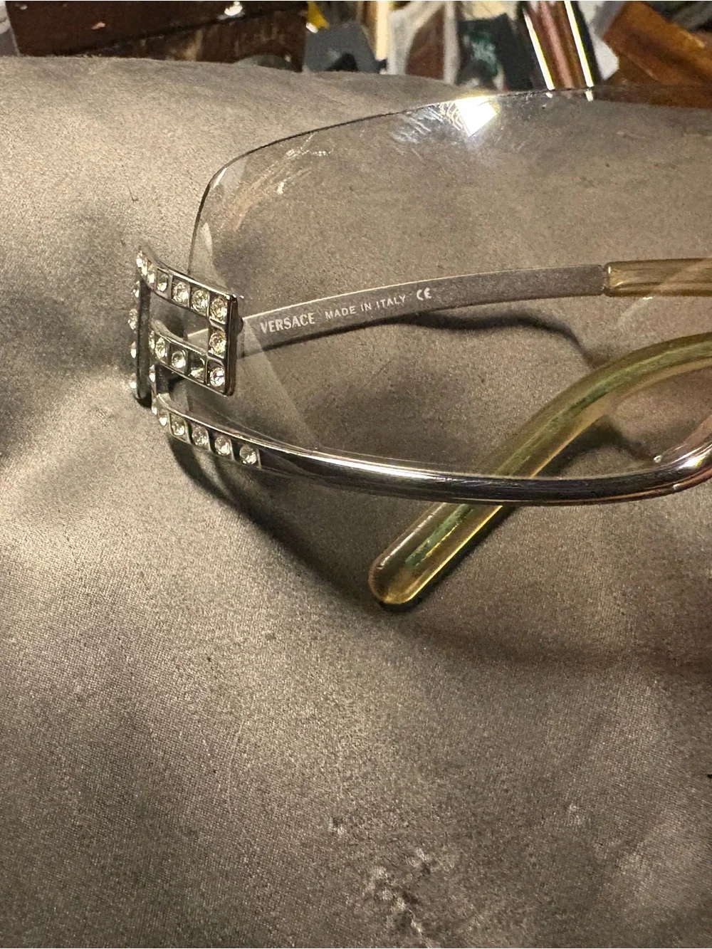Versace Women's Gray Gradient Rimless Sunglasses with Gold Accents